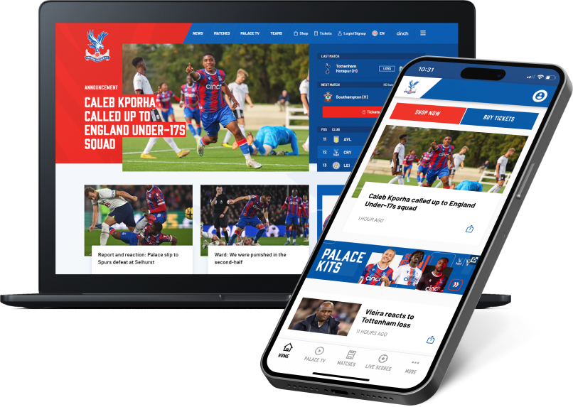 Crystal Palace FC website and app